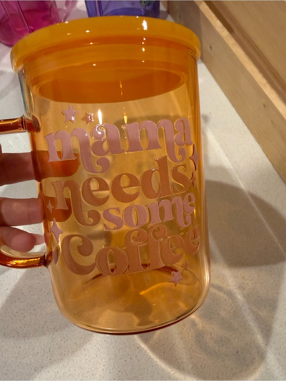 Orange 'Mama Needs Some Coffee' Glass Mug